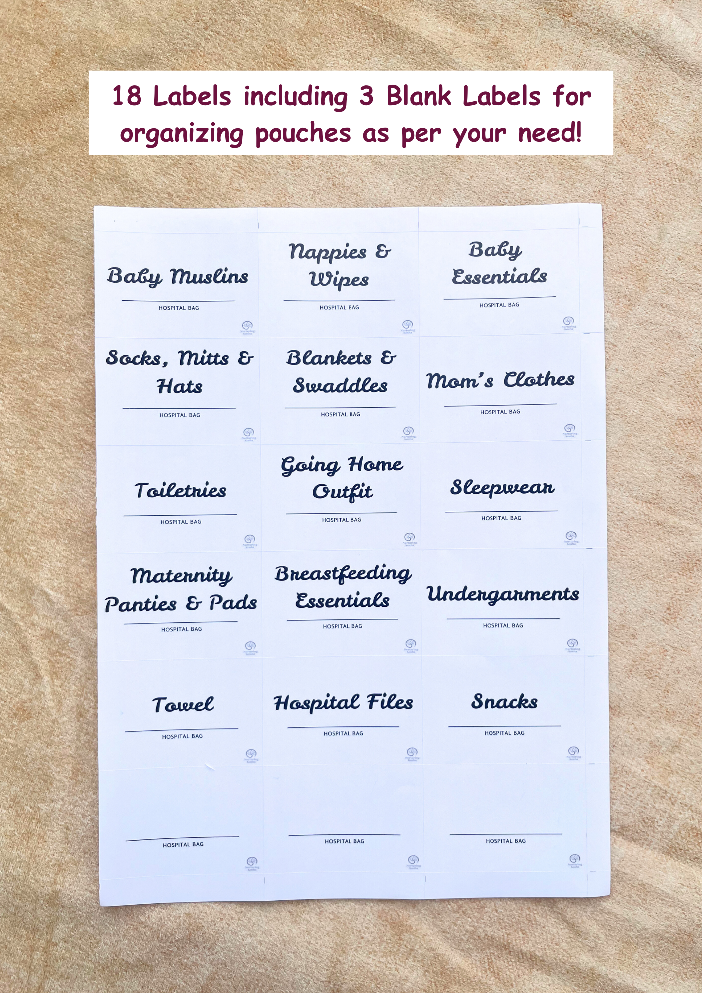 Hospital Bag Organizer Pouches