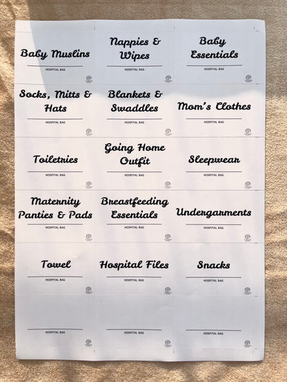 My Store Hospital Bag Organizer Labels