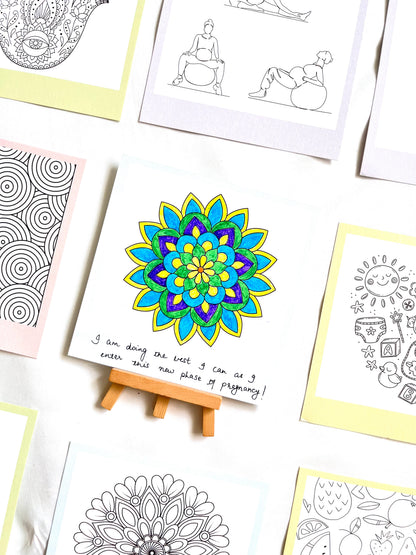 Nurturing Kosha DIY Pregnancy Mandala Coloring Cards