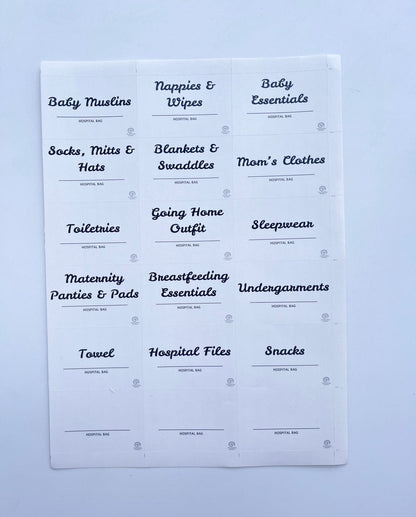 My Store Hospital Bag Organizer Labels